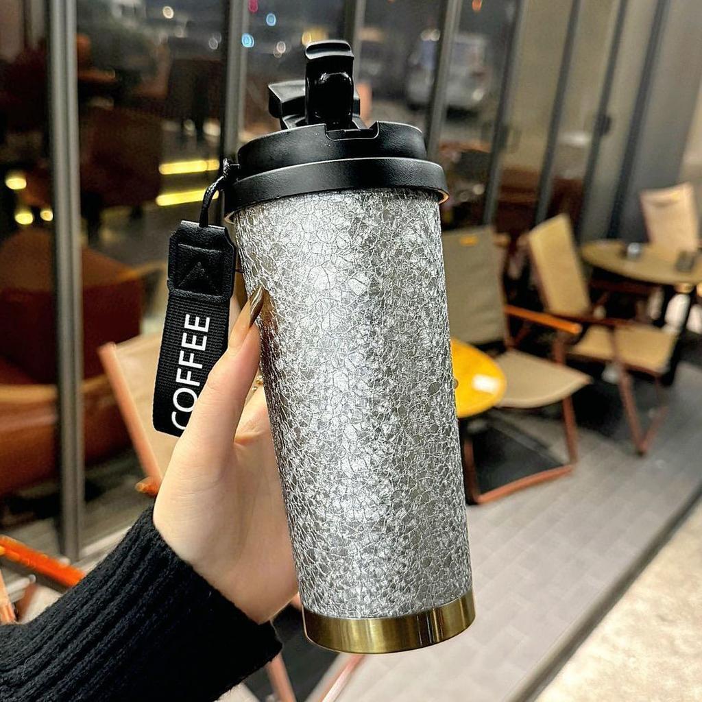 Sparkling Thermos Cup Stainless Steel Hot Drink Water Glass Large Capacity Beverage Cups Milk Tea Coffee Latte Cold Drink Mugs