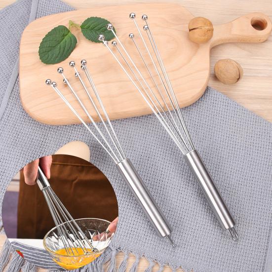 Edelstahl-Wellenperlen-Schneebesen-Set, 10 Zoll, 12 Zoll, rostfrei, bequemer Griff, leicht zu tragen, manueller Schneebesen, Küchen-Backwerkzeuge