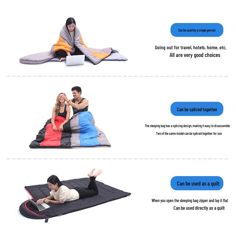 Outdoor Camping Portable Envelope Sleeping Bag - Dirt-Proof, Warm, Thick, Pure Cotton for Adults