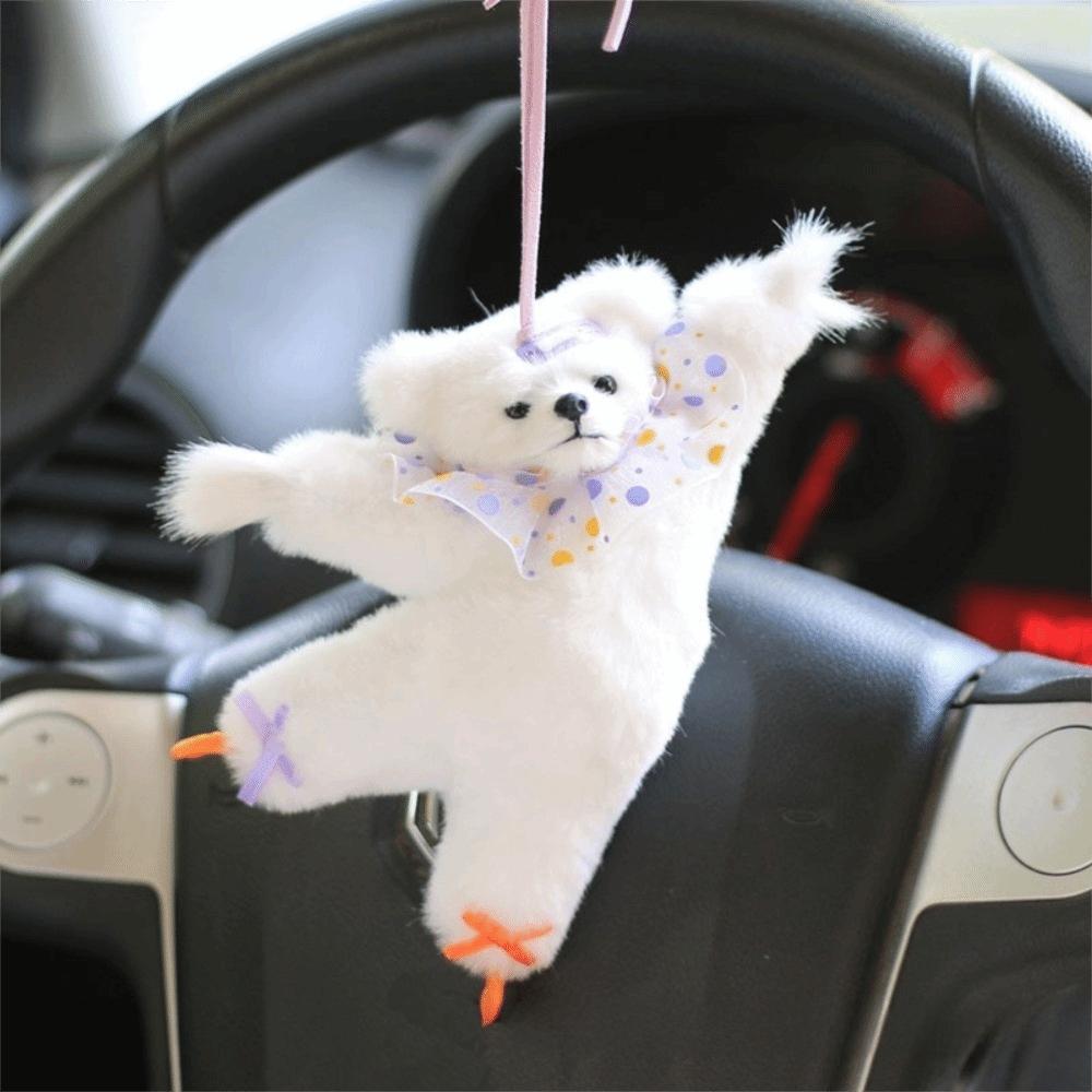Cute Cartoon Ballet Boston Bear Pendants Soft Stuffed Animal Bear Keyrings  Bear Keyrings Dancing Bear Decoration Bag Charm