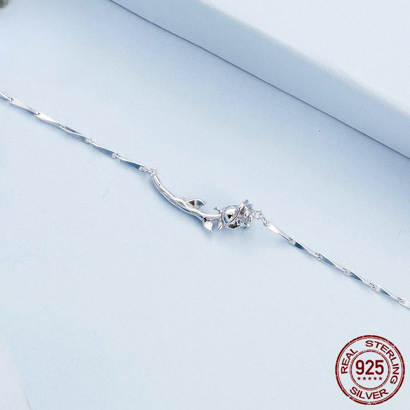 Original Rose S925 Sterling Silver Bracelet Simple and High-end Plain Silver Melon Seed Chain Bracelet