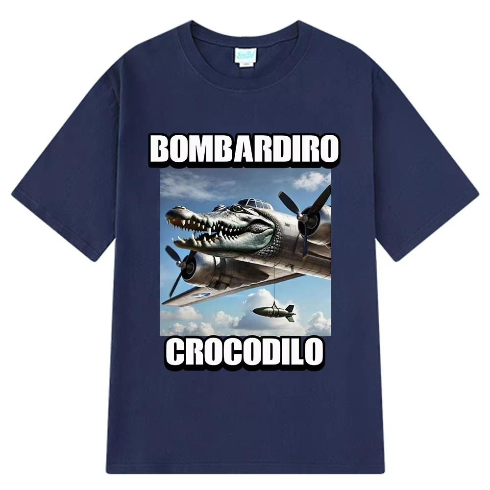 Bombardiro Crocodilo Funny Crocodile Plane Bomber T-shirt Men Women Casual Cotton Short Sleeve T Shirts Comfort O-Neck T-shirts