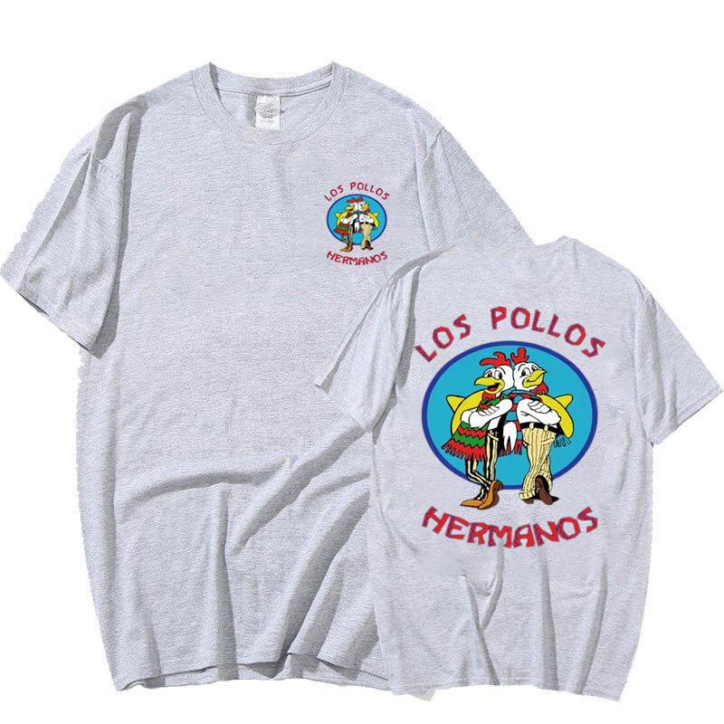 Camisetas de Série TV Breaking Bad Los Pollos Hermanos Estampa Dupla Divertidas Irmãos Frango Masculina Feminina Streetwear