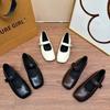 2025 New Mary Jane Shoes Female Genuine Leather Square Toe Flat Ballet Shoes Cowhide Ladies Shoes