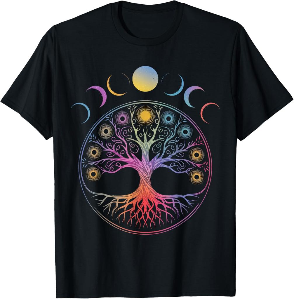 Meditation Yoga Life Tree Full Moon Phases T-Shirt