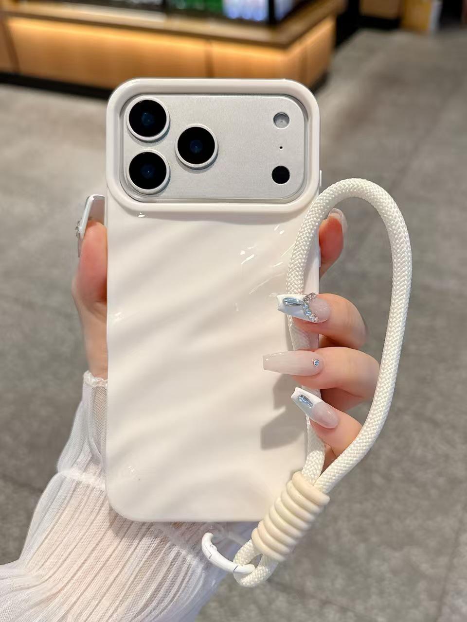 

Wine Red & White Phone Case Lanyard, Compatible with iPhone 13/14/15 Pro Max IP14 Plus/15 Plus білий