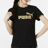 Puma Logo Print American Vintage Running Sports Crew Neck Short Sleeve T-Shirt Women Tops Black 670947-01