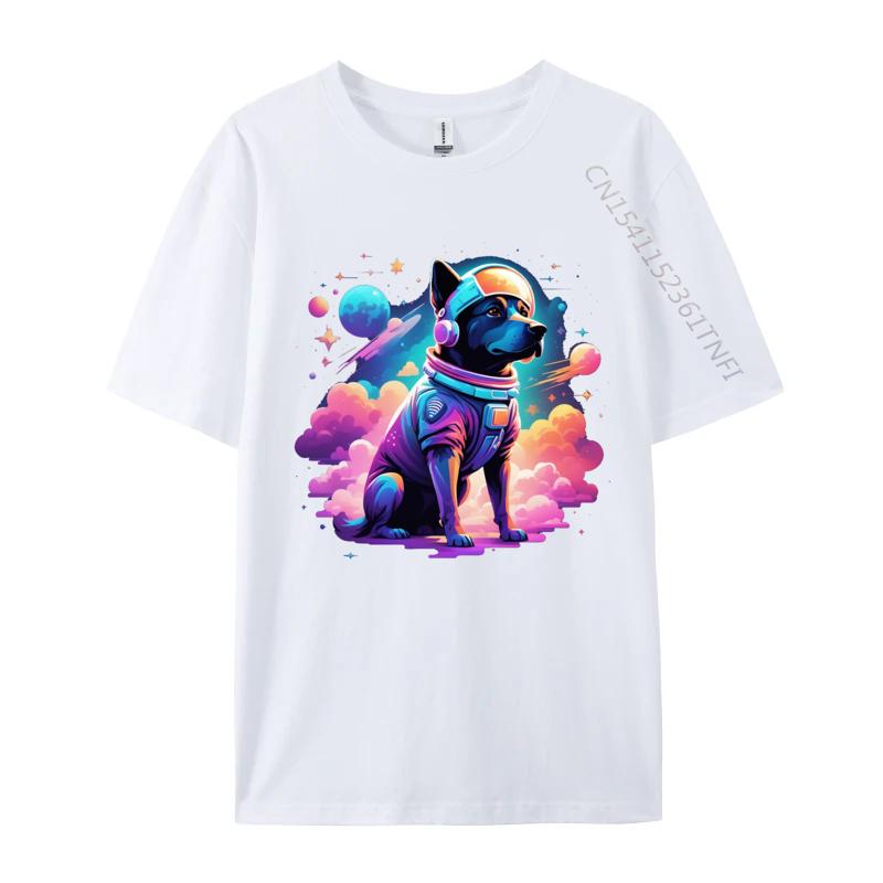 Dog In Space Tshrit Animal Lover Front Printed T Shirt Cotton Man Top TShirts Hot Sale Classic Tees