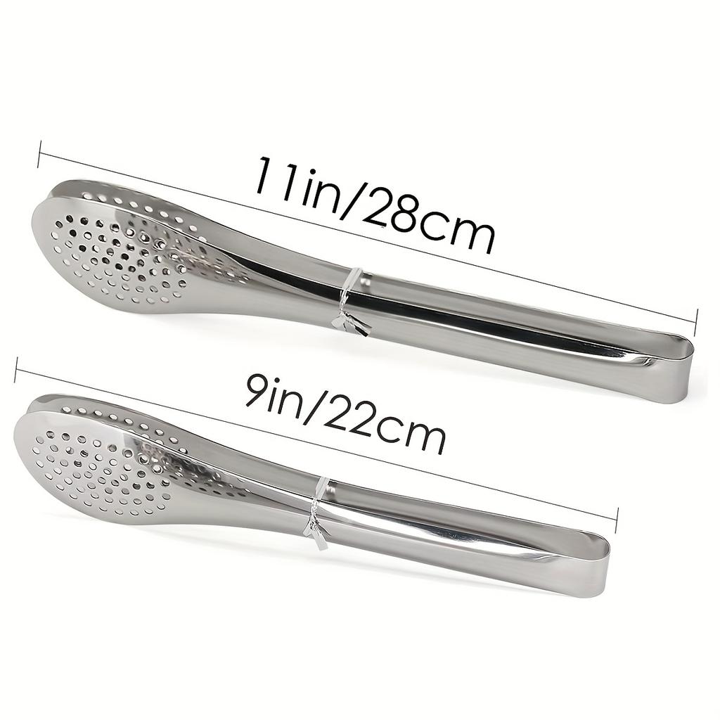 2pcs Stainless Steel Kitchen Tong BBQ Clip With Long Handle For Frying Cooking Toasting Grilling Buffet Pastry Cooking Supplies Grilling Utensils