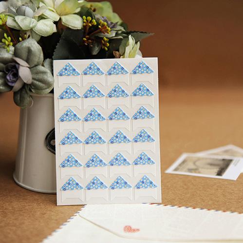 24 Pcs/Lot DIY Floral Print Corner Paper Stickers For Photo Albums Handwork Frame Decoration Scrapbooking Wholesale 8 Colors