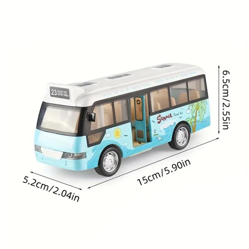 Mini Car Model Friction Powered Cars School Bus Toys Plastic City Bus With Sound And Light Miniature Vehicle Models