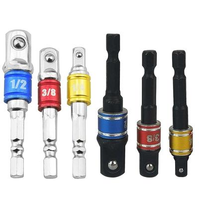 3PCS Colorful Drill Socket Adapter For Impact Driver with Hex Shank To Square Socket Drill Bits Bar Extension Set 1/4" 3/8" 1/2"