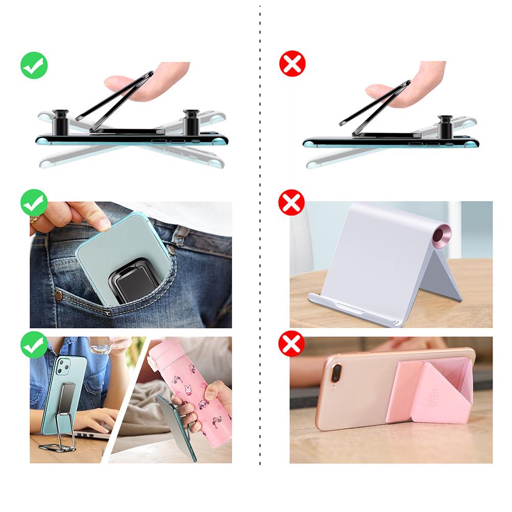 Metal Square Magnetic Car Phone Holder Foldable Ring Stand Gunmetal