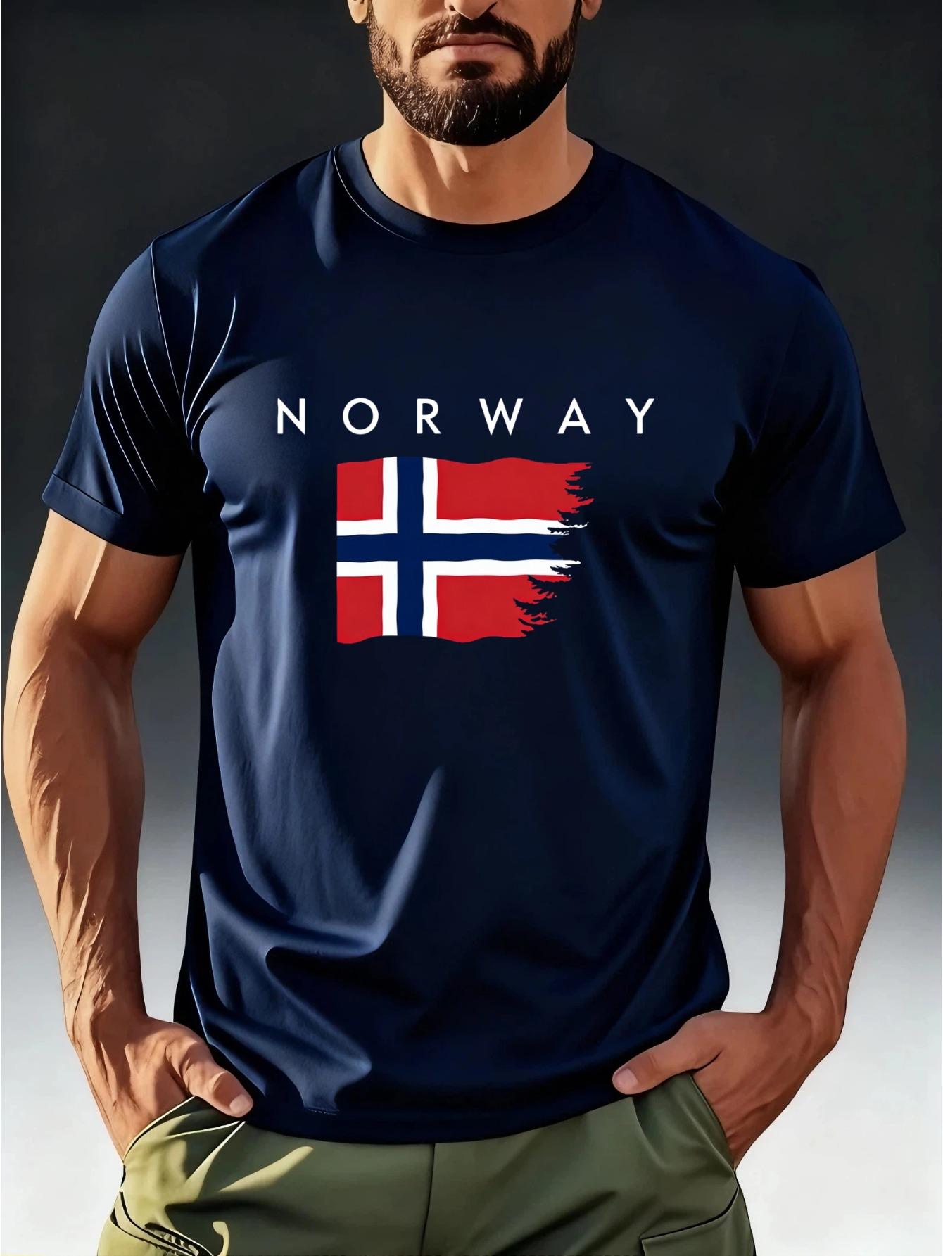 Men s Norwegian Flag T-Shirt - Ink Splatter Norway Design XL