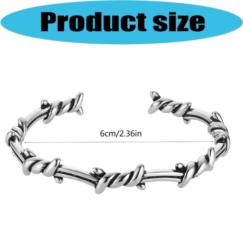 Unique Dark Gothic Thorn Punk Bracelet Stainless Steel Adjustable Closure for Men and Women Gift for Fashion Enthusiasts