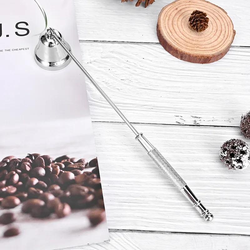 1pc Long Handle Candle Snuffer - Polished Stainless Steel Wick Flame Snuffer for Safe Placement of Candle Flames - Black Candle