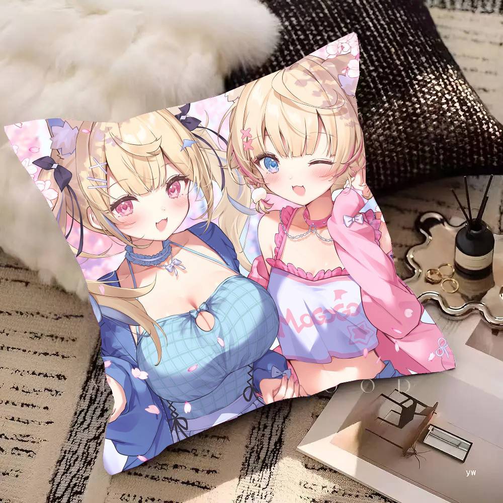 Anime Game FUWAMOCO Pillow Case Fashion Square Pillowcase Bedroom Sofa Room Ins Decoration Leisure