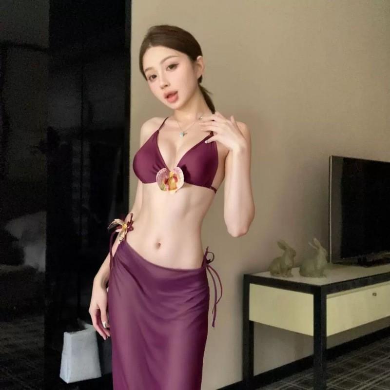 

Pure Desire Swimsuit Bikini Soaking In Hot Springs Stunning Sexy With A Cover Up Revealing Slim Chest Split S