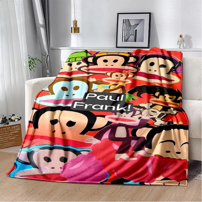 P-Paul Frank-k Flannel Portable Blanket for Children's Picnic in Living Room Bedroom Sofa Bed Ideal Birthday Gift