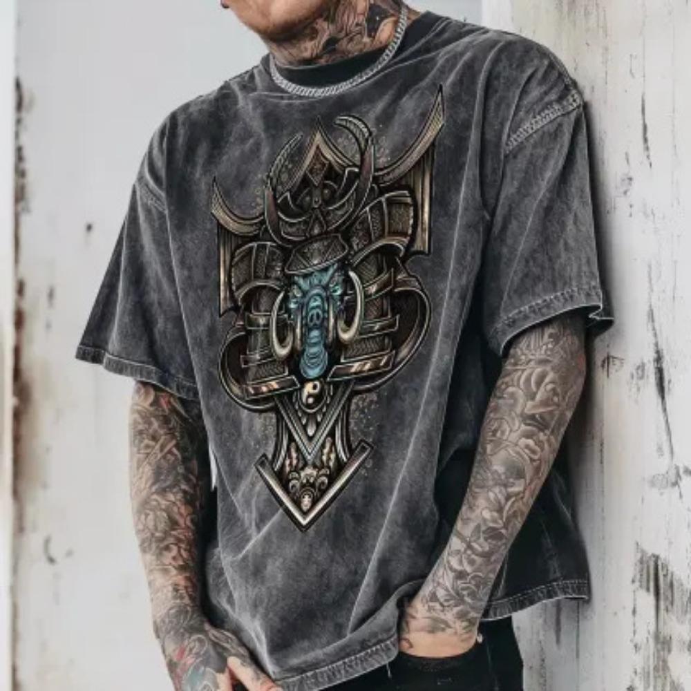 Men's Casual 3D Printed T Shirt Summer Short Sleeve Loose Fit Tees