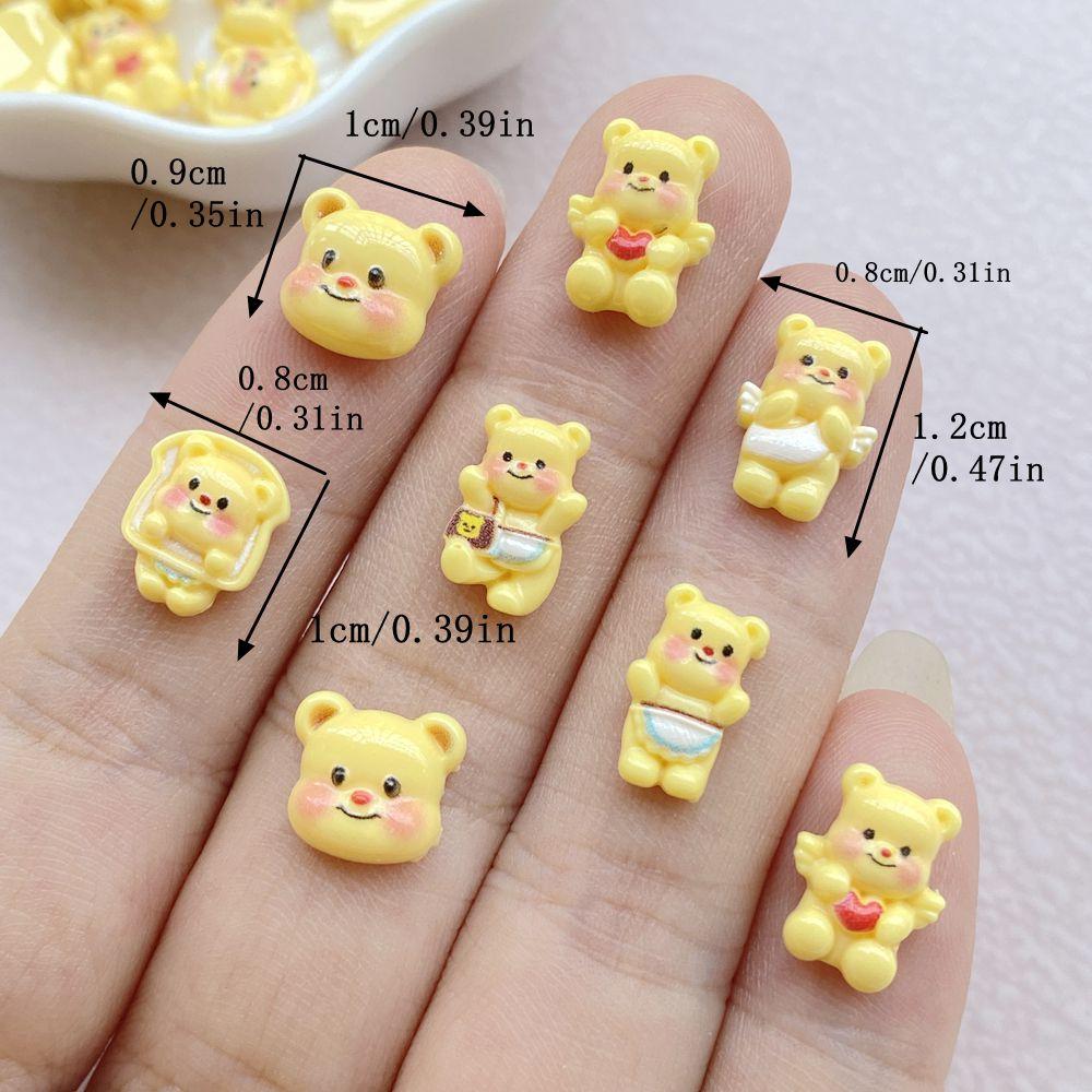 50Pcs Cute Mini Cartoon Bear Nail Art Resin Designer Charms DIY Craft For Nail 3D Decorations Jewelry
