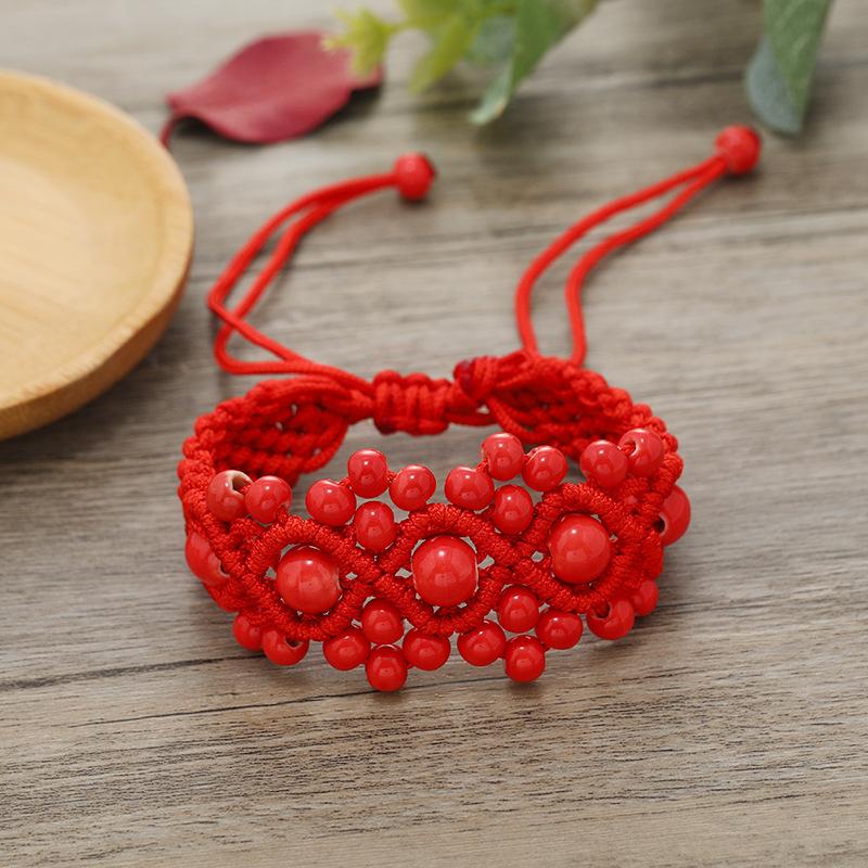 Hand-woven retro ceramic bracelet women's versatile simple temperament literary hand rope with jewelry