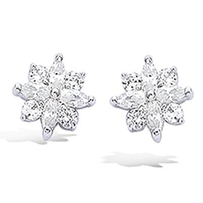 [K7191] - Silver Earrings 'Sissi' Silver White (rhodium-plated) - 9x9 Mm
