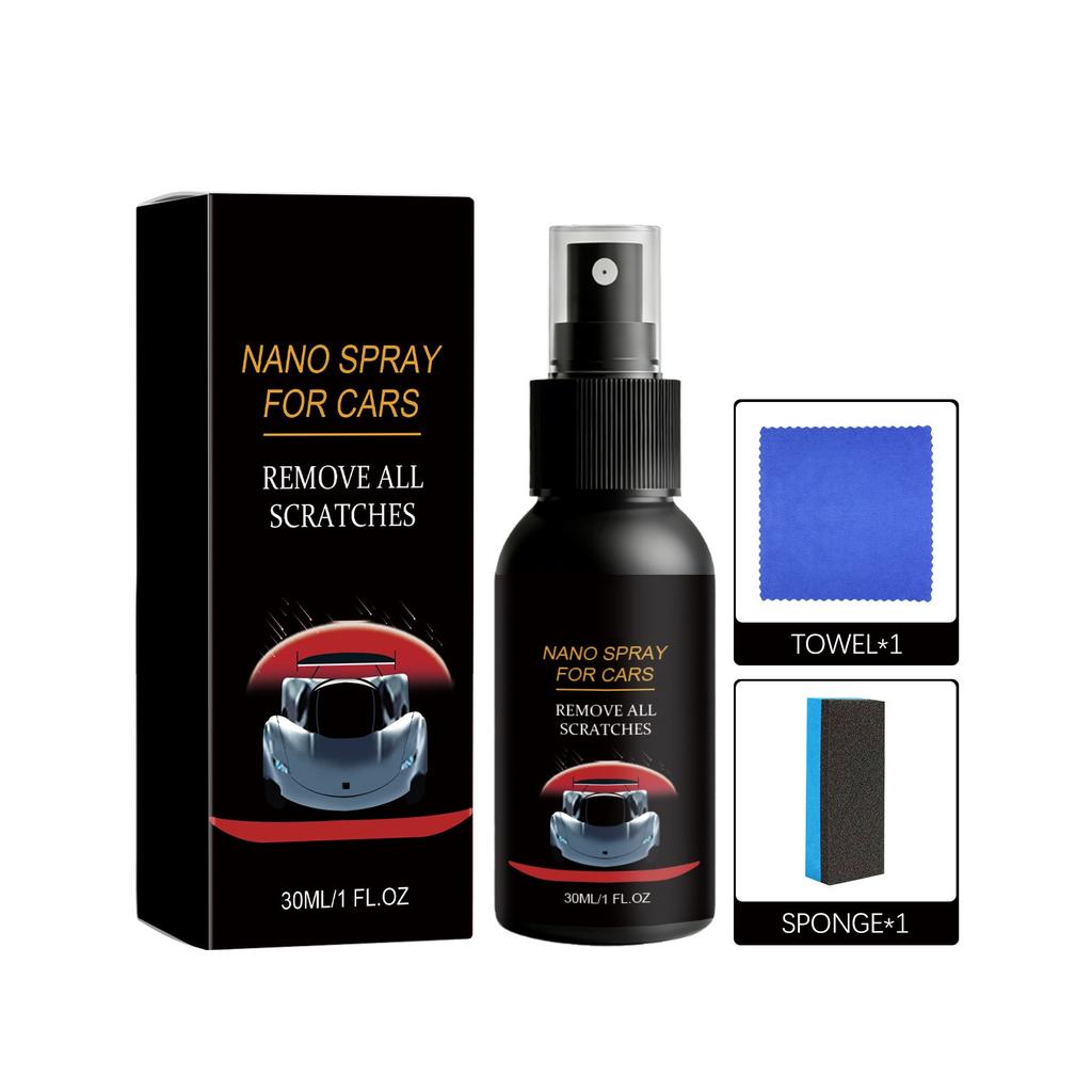 Car Scratch Repair Nano Spray 30ml Scratch Remover Coating Agent with Sponge and Towel for Automotive Surface Protection and Restoration