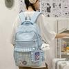 Japanese Ba Chi Pain Bag Large Capacity School Bag Female High Value Cute Plaid Backpack Junior High School Students Class Backpack Trend