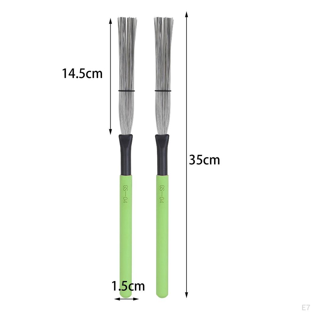 2 Pieces Drum Brushes Wire Portable Durable 13.78in Length with Comfortable Wood
