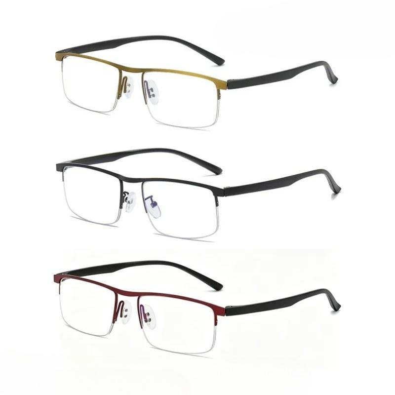 1/3PCS Metal Half-frame High-definition Reading Glasses Unisex Retro Square Business Eyeglasses Literary Style Luxury +1.0 To +4.0