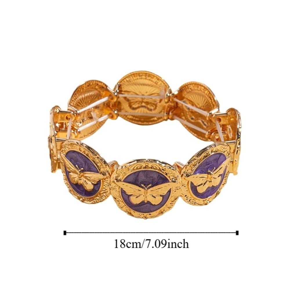 Imitation Pearl Wide Metal Bangles Luxury Jewelry Geometry Hand Ring Retro Drip Oil Bracelet Party