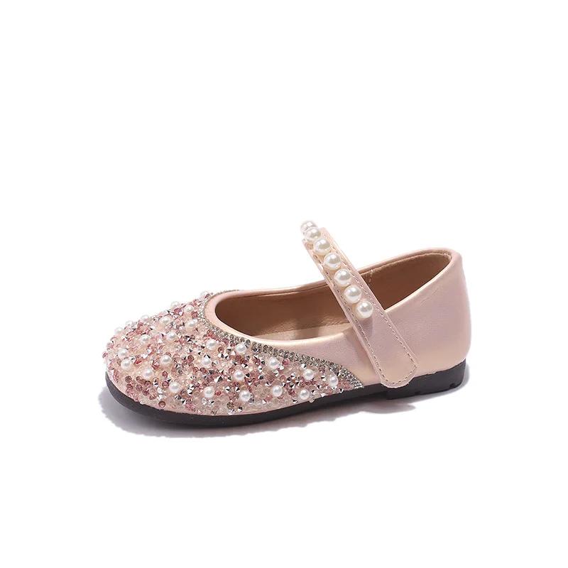 Spring Summer Sparkly Bridesmaid Wedding Party Shoes Girls Shallow Children Girl Shoes Beauty Princess Stage Leather Shoe I06089