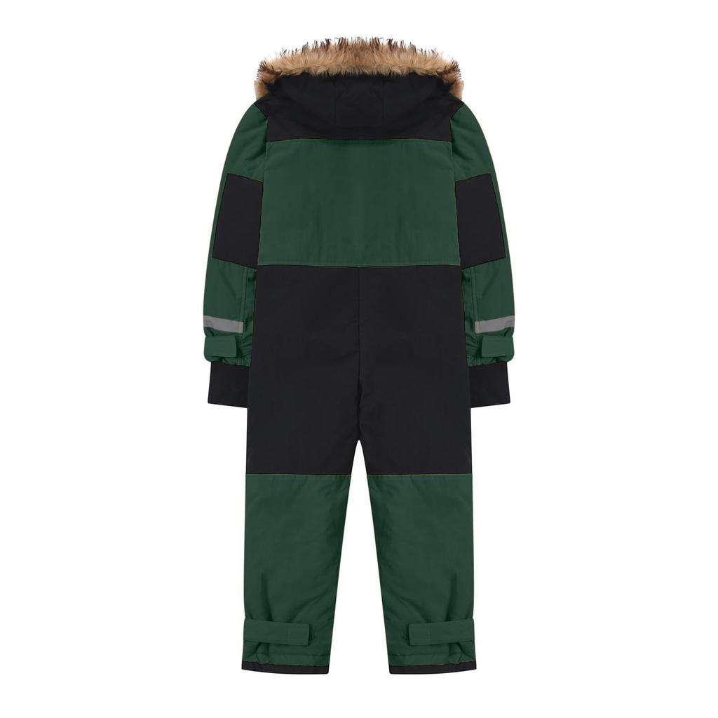Children's Fashion Outdoor Waterproof Fleece-Lined Thickened Warm Boys' And Girls' One-Piece Ski Suit