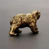 Vintage Copper Brown Bear Statue Solid Brass Polar Animal Crafts Home Decoration Mini Tea Table Pet Desk Accessories Technology
