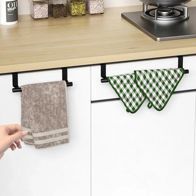 Towel Rod Steel Metal Wire Over Cabinet Towel Rack Storage Organizer Bathroom Door Hanging Towel Rack Punch-free Rag Hanger