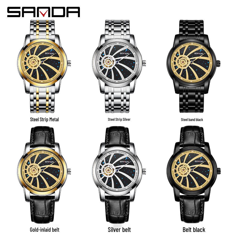 SANDA Men's Automatic Skeleton Watch with Starry Sky Dial, Luminous, Waterproof