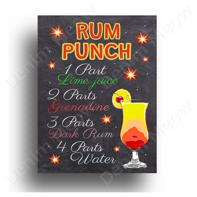 Old Cabun Vintage Metal Tin Sign, Purple Rain Cocktail Decorative Poster, Pisco Sour Mojito Retro Plaque, Bar, Home Wall Decor