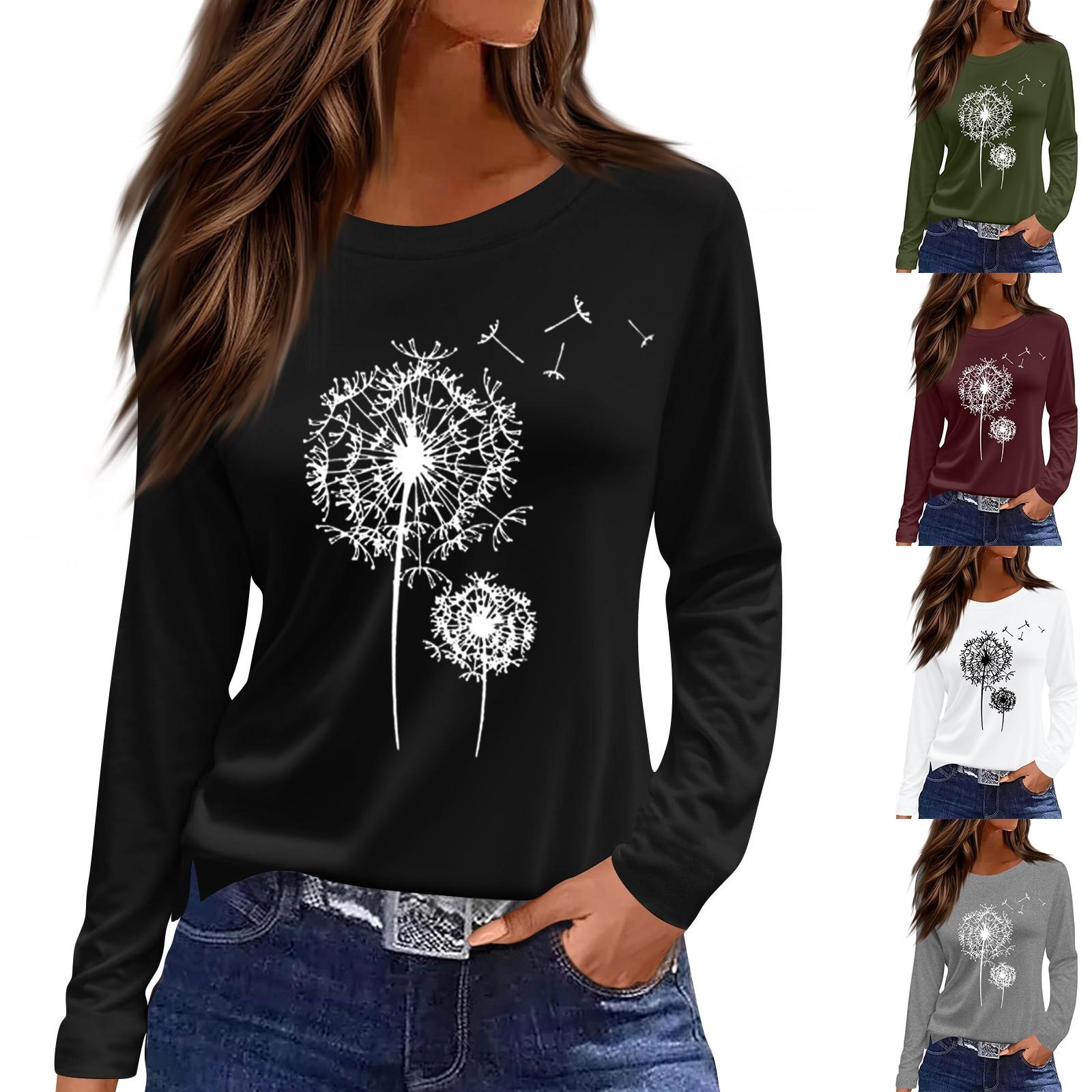 

Жіноча модна повсякденна блуза з довгим рукавом і круглим вирізом XL винний