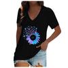 Women's T-shirt V-neck I Sunflower Print Pullover Casual Short-sleeved Top