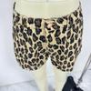 European & American Retro Leopard Print High Waist Ripped Denim Shorts for Women