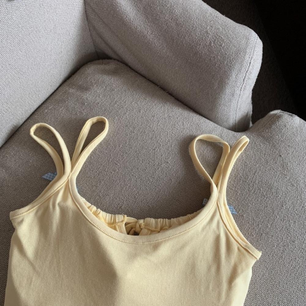 Tanktop mit Brustpolster Halter Crop Tops Damen Sommer Schleife Camis Rückenfreies Camisole Mode Tube Lady Ärmellose Cropped Weste