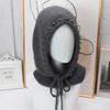Winter new women's hooded scarf integrated hat pearl hemming thickened knitted hat cold neck protection women's hat