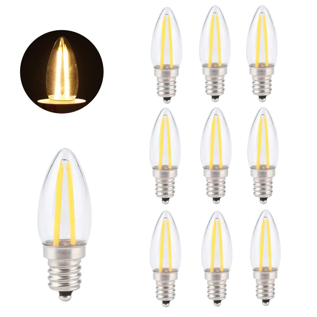 10 STÜCKE Vintage E12 LED Filament Glühbirne 1,5W AC220V COB Kandelaberfassung Licht für Kristallleuchter Schminkspiegel Beleuchtung Halogen ersetzen