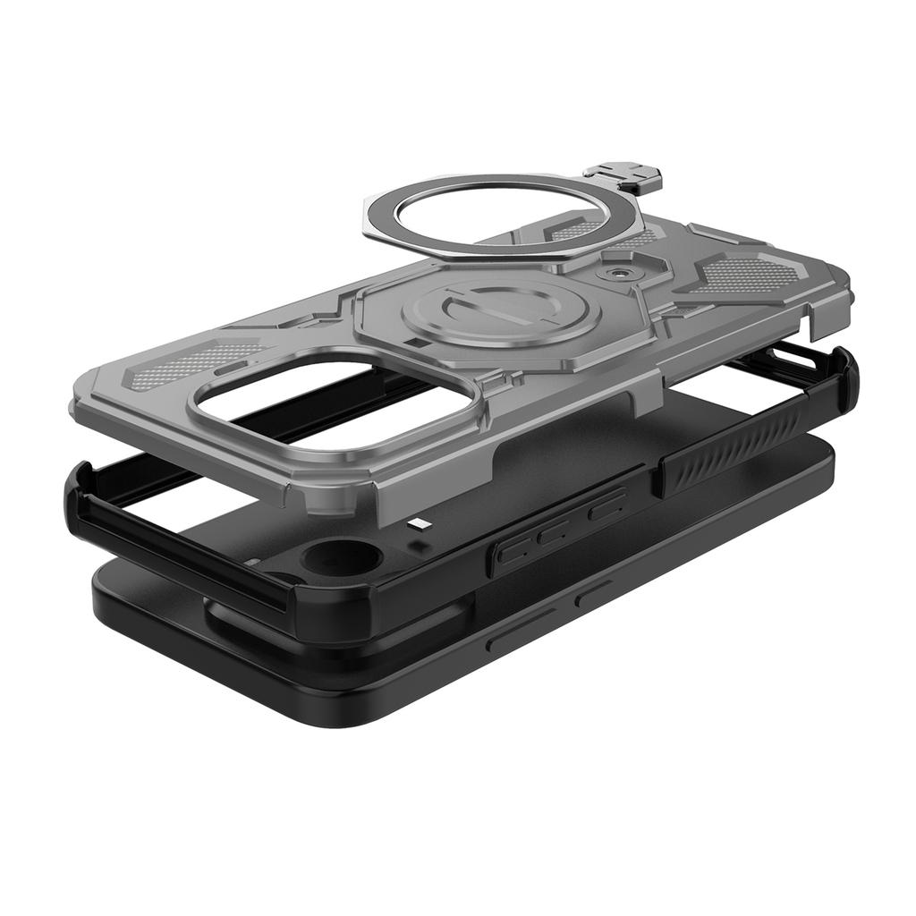 For Xiaomi 15T Pro Magnetic Case Rotating Metal Kickstand Shockproof PC + TPU Phone Back Cover