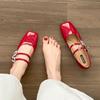 Mode 2024 Frühling Damen Mittelhohe Absätze Mary Jane Schuhe Mode Flache Schnalle Damen Klobige Sandalen Weiches Leder Damen Kleid Partyschuhe