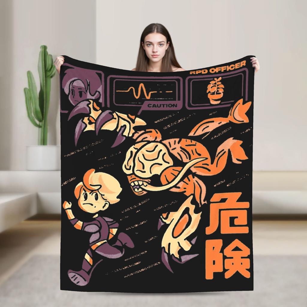 Leon Kennedy Resident 4 Remake Blankets Fleece Video Game Eviled Super Warm Throw Blankets for Bedroom Sofa Bed Rug