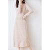Women's 100% Pure Wool Mid-Length V-Neck Sweater Dress - Long Sleeve, Below Knee, Autumn/Winter Style