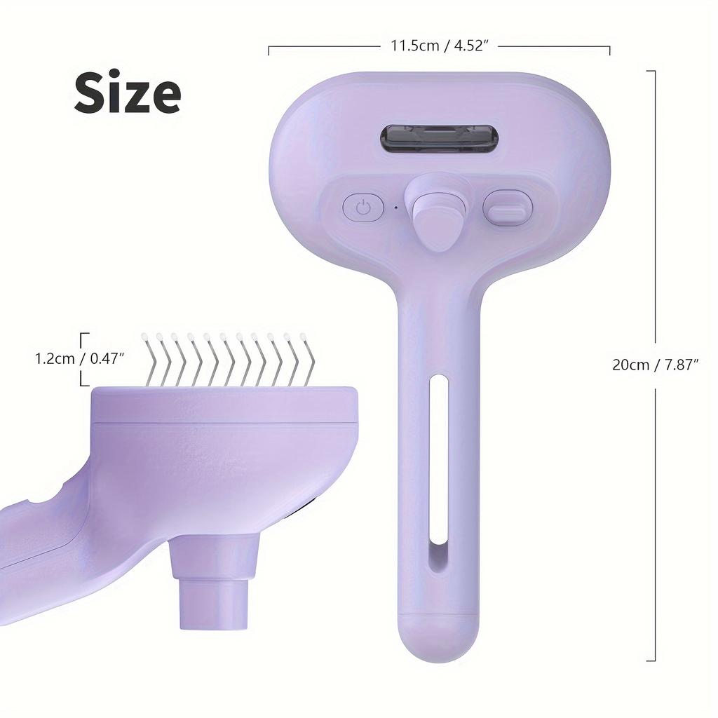 Multifunktionale Katzen-Dampfbürste - USB-Wiederaufladbares Haustierpflege-Werkzeug zum Entfernen von Unterwolle und Reinigen, Edelstahlborsten, Wasseraktiviert