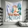 Heidi Alps Cartoon Custom Name Wall Tapestry Aesthetic Wall Hanging Printed Fabric Blanket Decorative Tapestries for Bedroom Living Room Home Decor